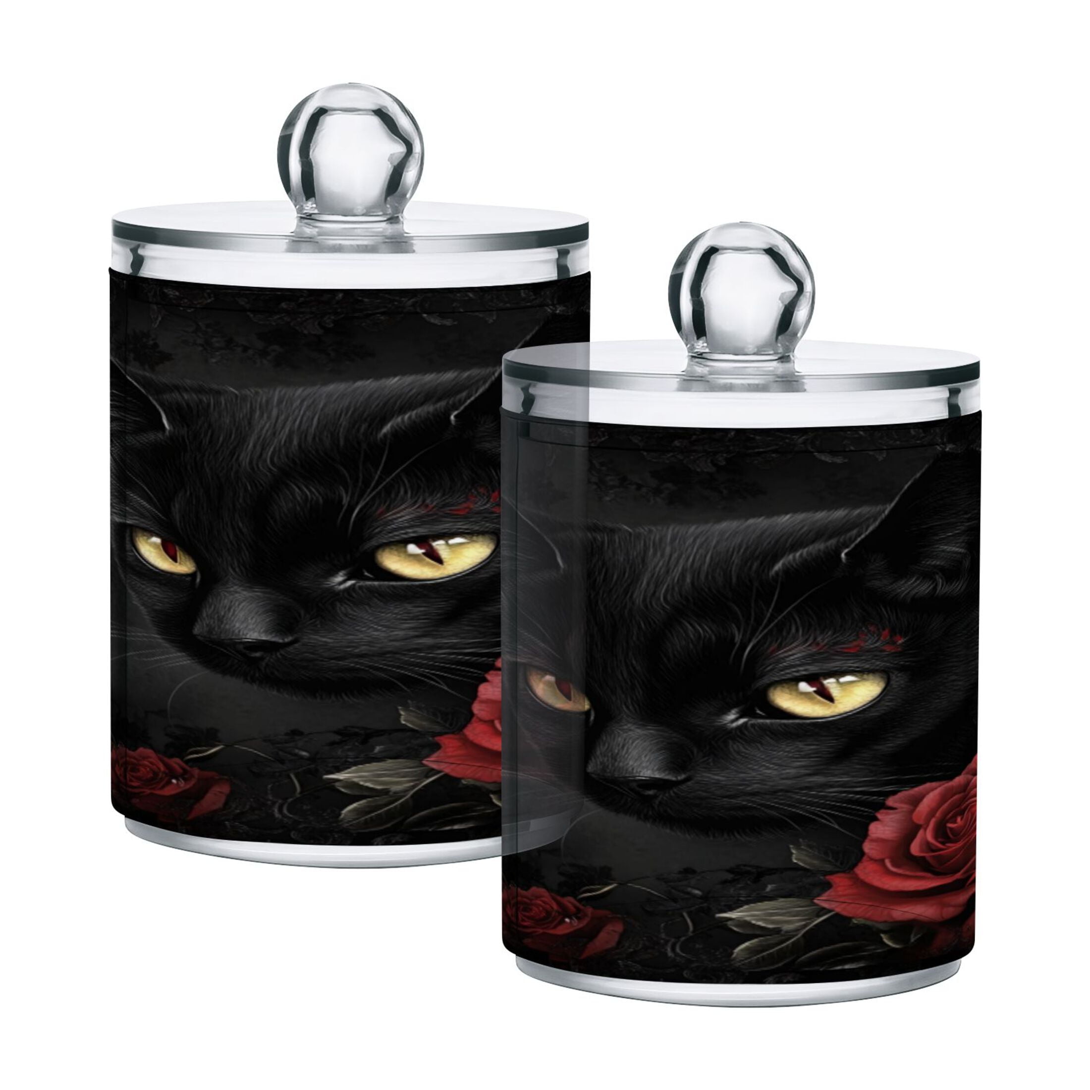 2 Pack Bathroom Canisters Transparent Storage Jar for Cotton Ball, Swab ...