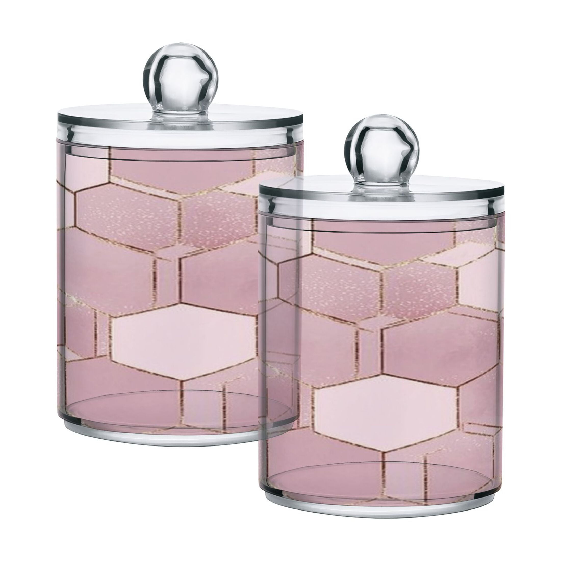 2 Pack Bathroom Canisters Transparent Storage Jar for Cotton Ball, Swab ...