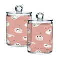 thumbnail image 1 of 2 Pack Bathroom Canisters Transparent Storage Jar for Cotton Ball, Swab, Floss Pastel Pink Cute Ghosts, 1 of 6