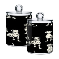 2 Pack Bathroom Canisters Transparent Storage Jar for Cotton Ball, Swab, Floss White Dalmatian Dogs