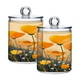 thumbnail image 1 of 2 Pack Bathroom Canisters Transparent Storage Jar for Cotton Ball, Swab, Floss Yellow Flowers on The Grass, 1 of 6