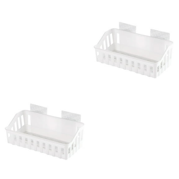 RENACLIPY Bathroom Organizers Suction Shelf White for Bathroom Use 2Pcs