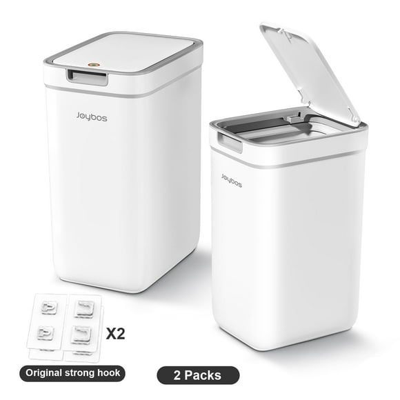 Joybos  2 Pack Bathroom Trash Can with Lid, 3.6Gal + 2.4Gal Garbage Can with Pop-Up Lid, Small Trash Can Dog Proof, Slim Trash Bin Waste Basket for Toilet, Office, Bedroom, Living Room, Kitchen