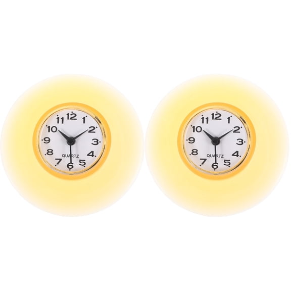 WEUVEB 2-Piece Small Wall Clock Set, Yellow Silicone and Plastic, Stylish Decorative Home Clocks for Living Room and Office