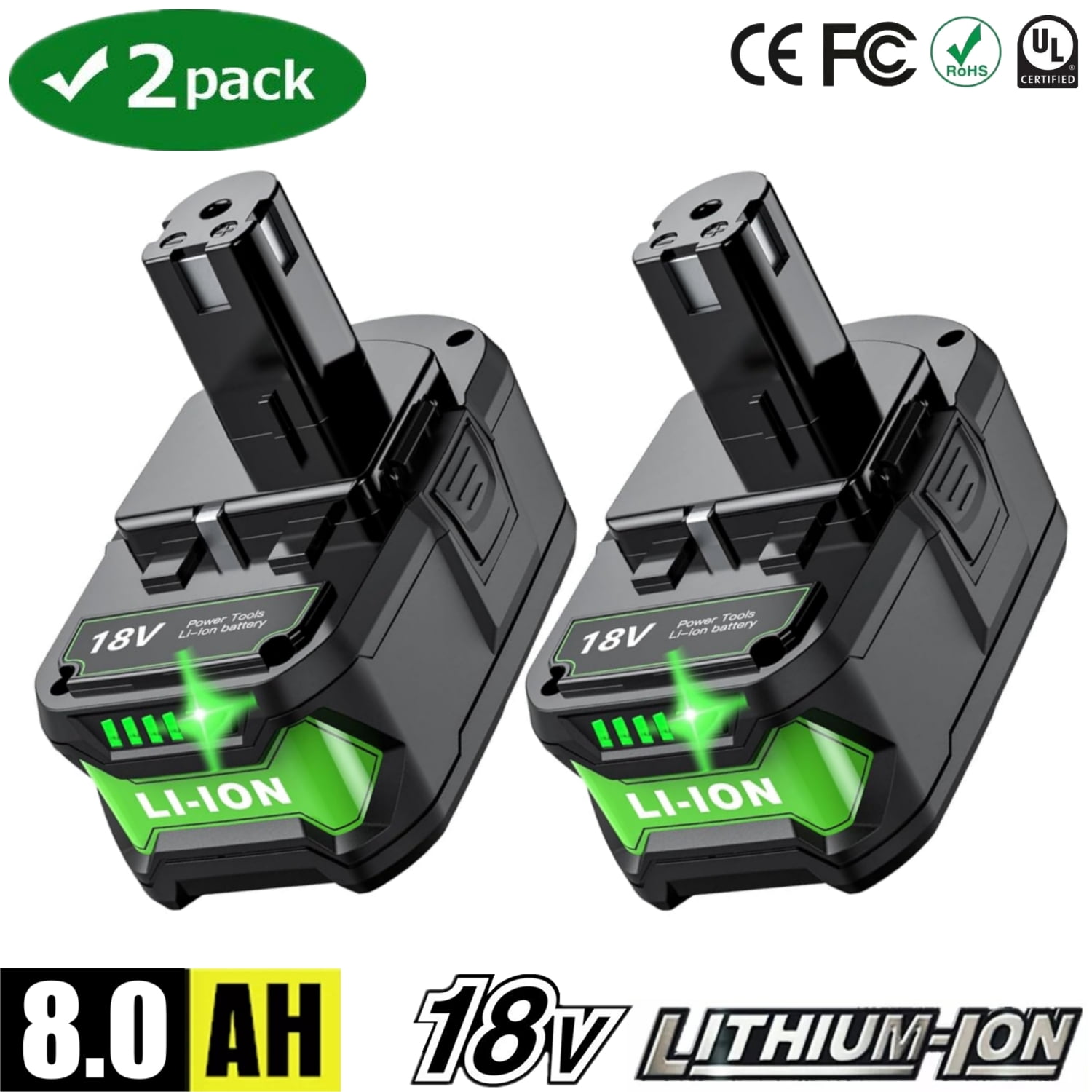 2 Pack 18V 6.0Ah Replacement Batteries For Ryobi ONE+ Tools - Compatible With P108, P102, P109, Etc. 3 thumbnail image