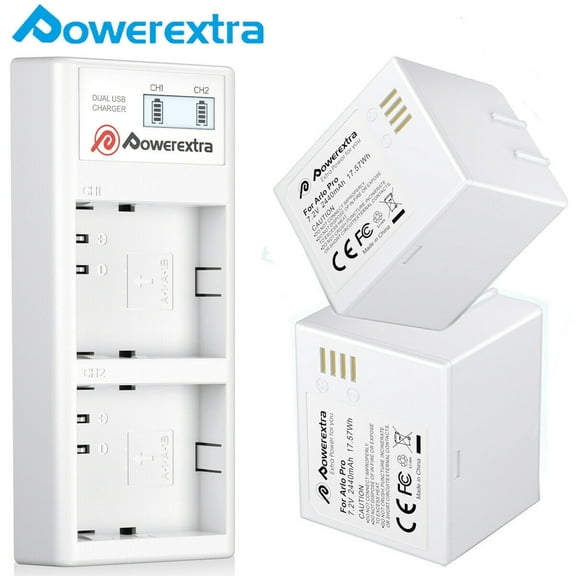 2-Pack Battery + Dual Battery Charger Charging Dock Station for ARLO PRO, PRO 2, Extra Rechargeable Camera VMA4400