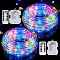 thumbnail image 1 of 2 Pack Battery Operated LED Rope Lights, Multi-colored Tube Fairy String Lights with Remote, Each 72ft 200 LED Indoor Outdoor Christmas Lighting for Party Garden Walkway Patio Decorations, 1 of 8