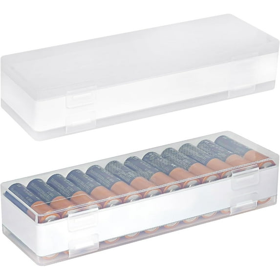 2 Pack Battery Organizer Storage Case, Single Battery Box Holds Batteries for 24 AA, Portable Samll Capacity Battery Caddy