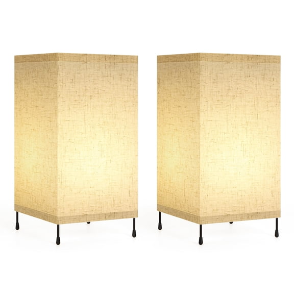 2-Pack Battery-Powered Square Lamps with Remote - 12-Color RGB Linen Shade Table Lamps for Bedroom & Living Room