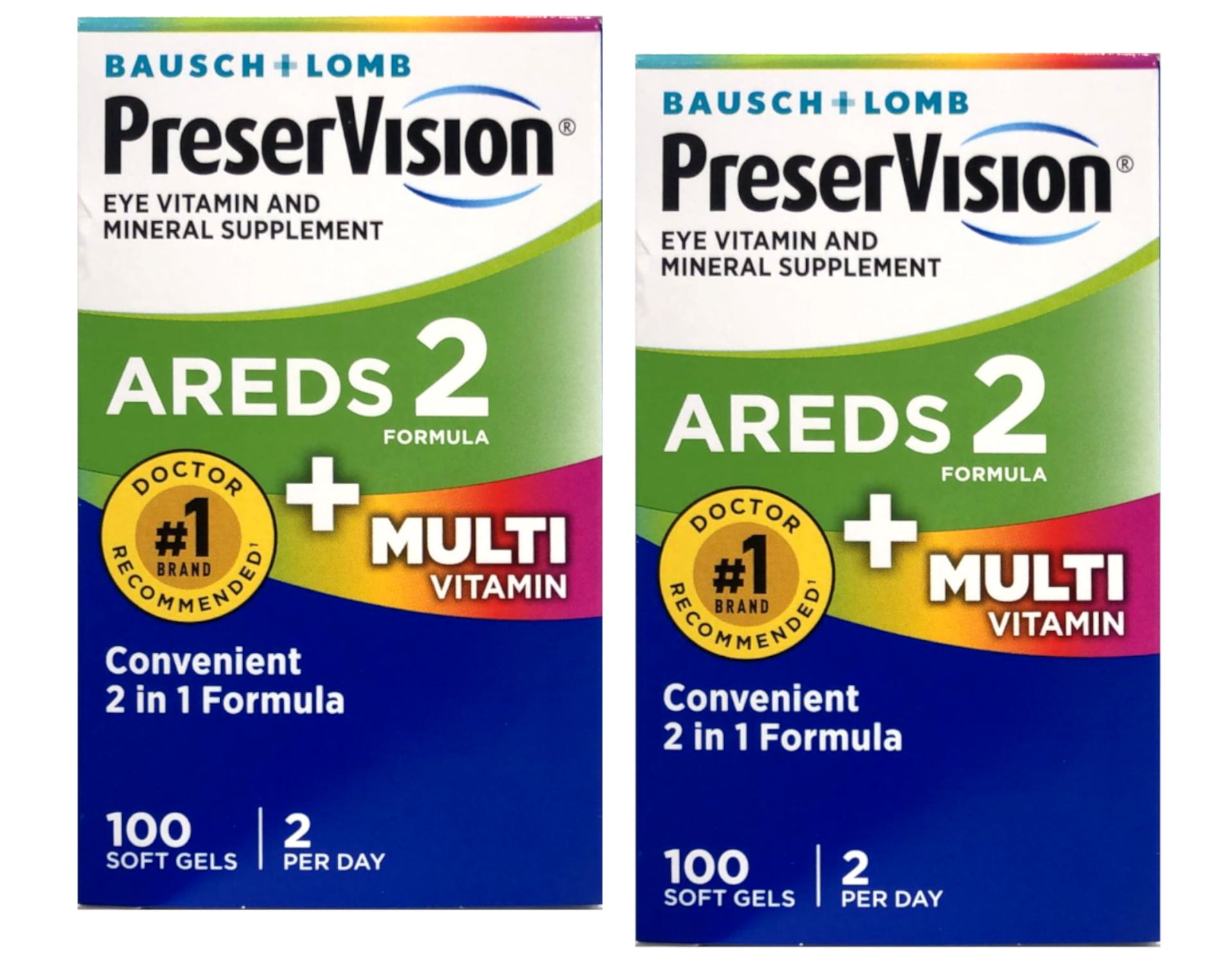 2 Pack - Bausch & Lomb PreserVision AREDS 2 + Multi Vitamin 100 ...