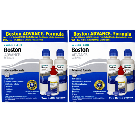 2 Pack - Baush & Lomb Boston Advance Multi-Pack, Step 1&2 Leanses Cleaner (2 X 4 fl oz Plus 1 fl oz Cleaner Bottle)