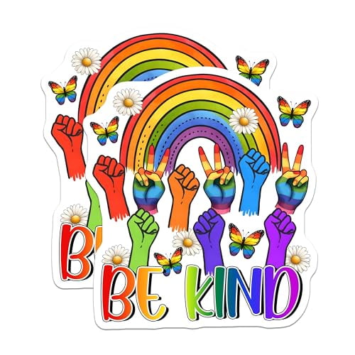 (2 Pack) Be Kind Magnets - Rainbow Hands - 5" On Longest Side - for Cars, Fridges, Toolboxes - Made in USA - MAG8273