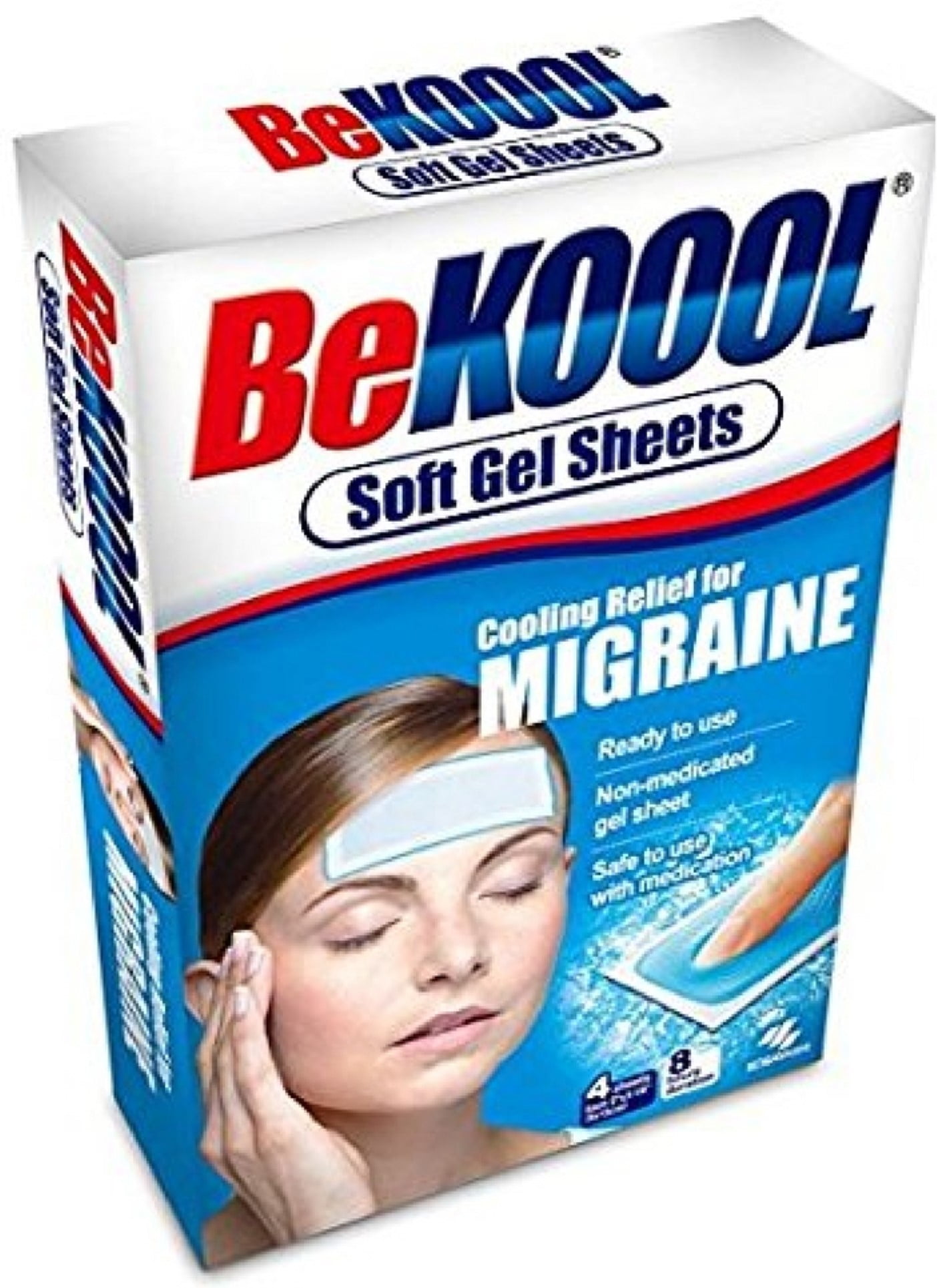 2 Pack - Be Koool Cooling Relief For Migraine Soft Gel Sheets 4 Each