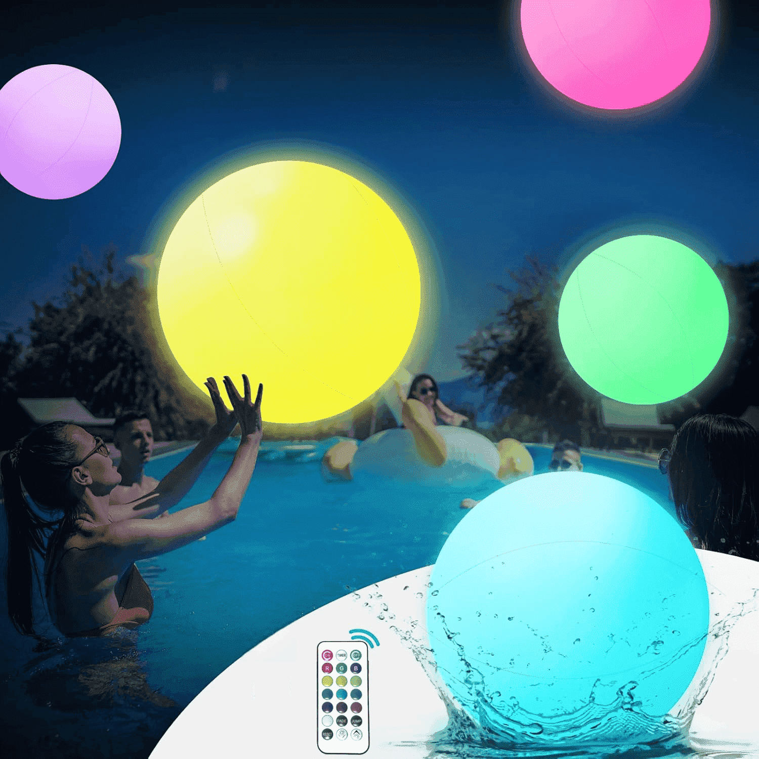 Sphere Remote 2 Pack Beach Ball,Remote Control Luminous Beach Toys,16 in Multicolor ...