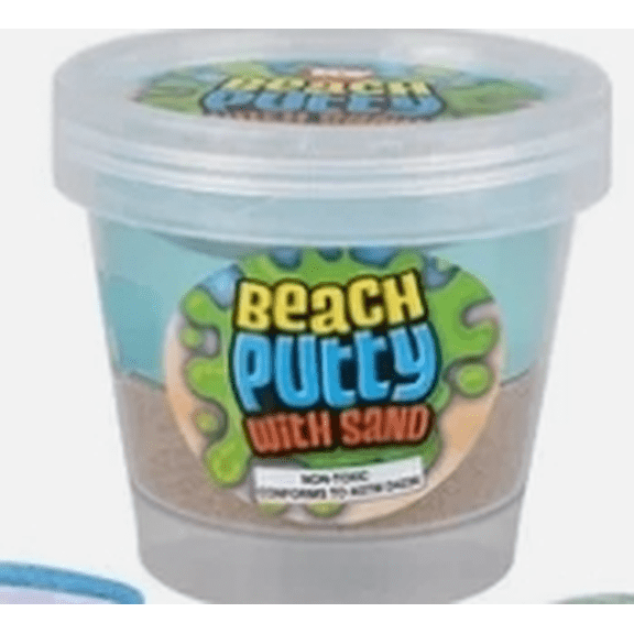 2 Pack Beach Putty with Sand, Half Clear Blue Slime, Molding Putty, 3", Sensory Play