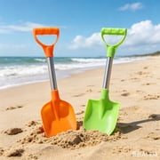 2 Pack Beach Sand Shovels, Portable Stainless Steel Handle Sand Digging Toys for Sandbox Beach Snow Play