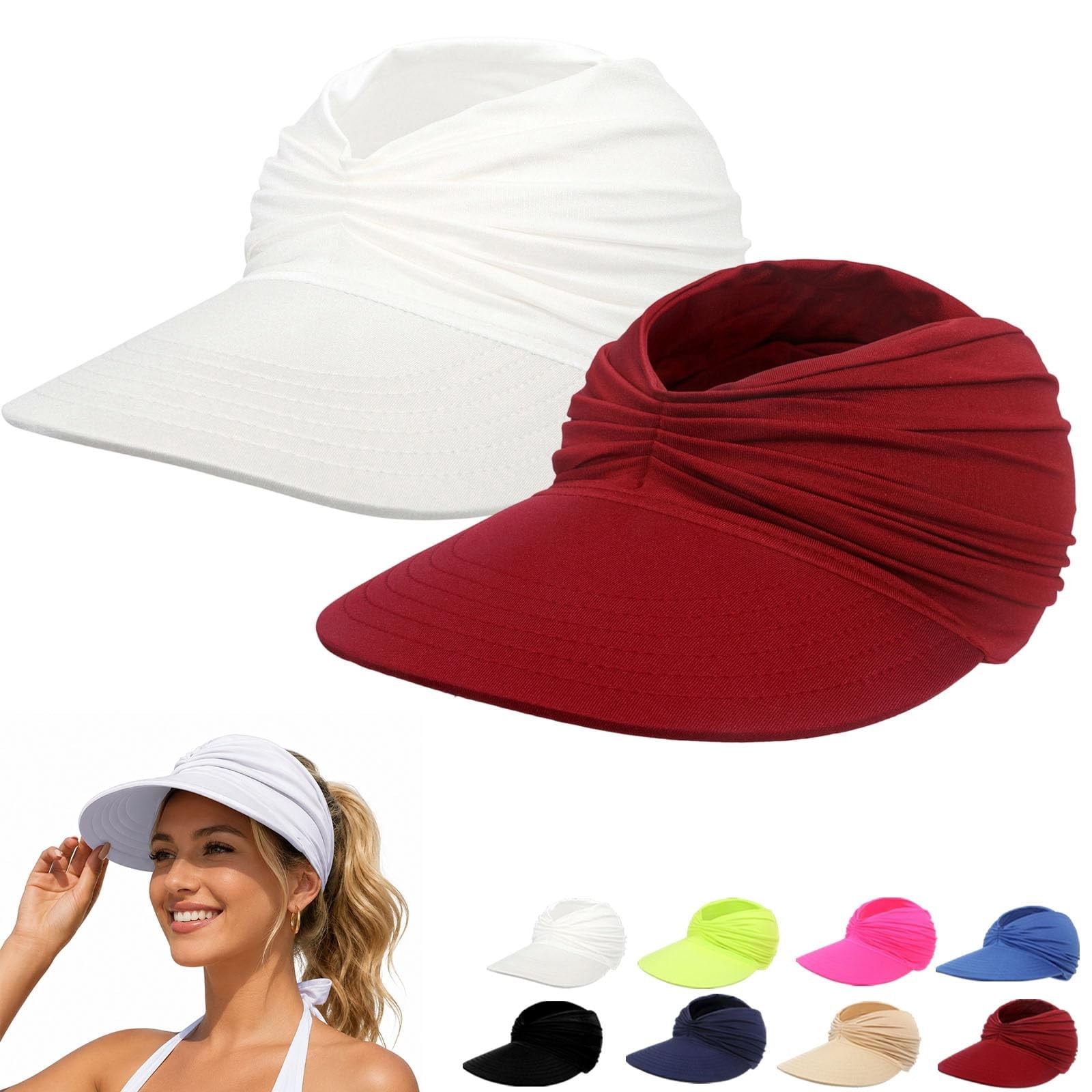 2 Pack Foldable Wide Brim Beach Fishing Hat VLOOCKLW Wide  display picture 3
