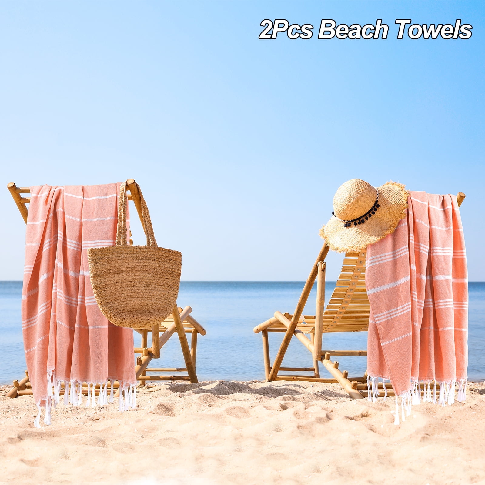 2-Pack Beach Towels - 40"x70" Oversized Quick-Dry, Sand-Free & Lightweight Towels for Travel, Camping, Beach & Pool