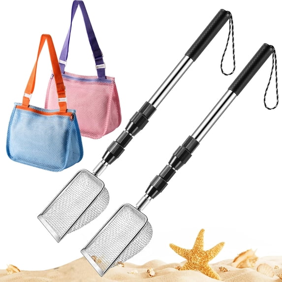 Sand Picker 2 Pack Beach Toys, Handle Sand Sifter for The Beach, Stainless Steel ...