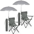 thumbnail image 1 of 2 Pack Beach Umbrella Chairs Folding Camping Portable Beach Chairs with Canopy Shade Adults with Cup Holder and Carrying Bag for Camping Hiking Travel Picnic Outdoor Events(Grey), 1 of 7