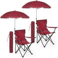 thumbnail image 1 of 2 Pack Beach Umbrella Chairs Folding Camping Portable Beach Chairs with Canopy Shade Adults with Cup Holder and Carrying Bag for Camping Hiking Travel Picnic Outdoor Events(Wine Red), 1 of 14