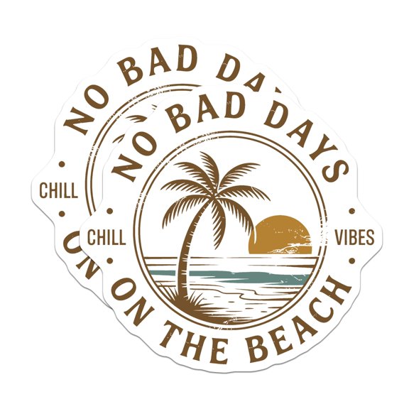 (2 Pack) Beach Vibes Magnets - Chill Beach Magnets - No Bad Days Magnet - 5" On Longest Side - Premium Magnet - for Cars, Refrigerators, Toolboxes, Lockers - Made in USA - MAG18815