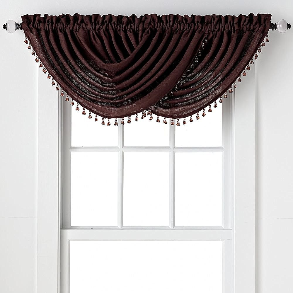 2-Pack: Beaded Emerald Crepe Waterfall Valances - Chocolate