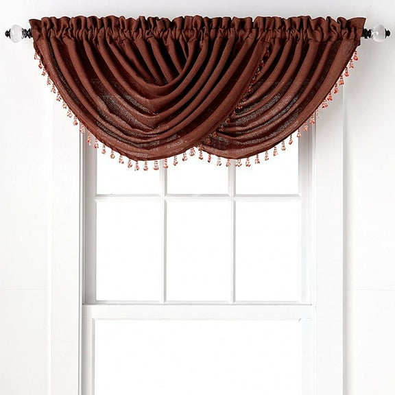 2-Pack: Beaded Emerald Crepe Waterfall Valances - Terracotta