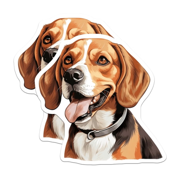 (2 Pack) Beagle Dog Magnets - Happy Canine Head Illustration - Pet Owner Kitchen Decor - Refrigerator Locker Accent - 5 Inches On Longest Side - Thick Durable Magnet - Made in USA - MAG27346