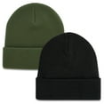 thumbnail image 1 of 2 Pack Beanie Hats for Women & Men, Winter Hat Unisex Knitted Cuffed Plain Skull Caps Green, 1 of 6