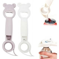 2-Pack Bear-Shaped 4-in-1 Manual Lid Remover - Bottle, Jar & Can Opener for Seniors & Arthritic Hands, Stainless Steel Kitchen Tool (7.9x2 inch)