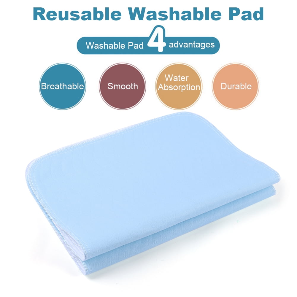 2 Pack, Bed Pad Standard Reusable Underpad Washable For Adults Incontinence Pad Blue + White 45 * 60cm,Reusable Washable Pad