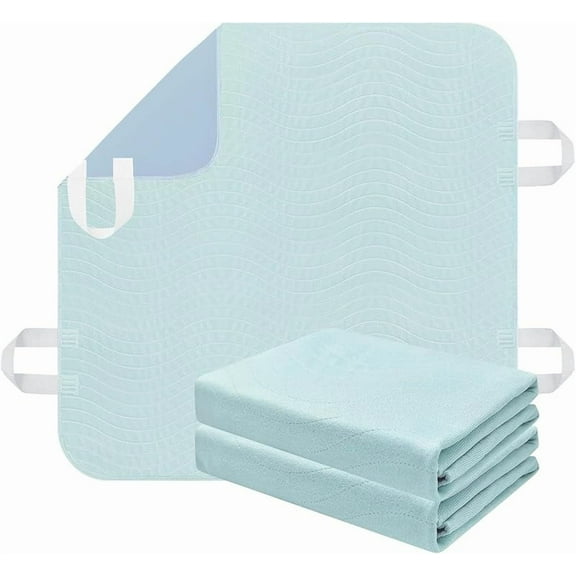 2 Pack Bed Pads for Incontinence Washable Positioning Bed Pad with Handles, Reusable Underpads Absorbent with 4-Layer Waterproof Underpads for Incontinence, Elderly Bedridden (34×36 Inch - 2 Pack)