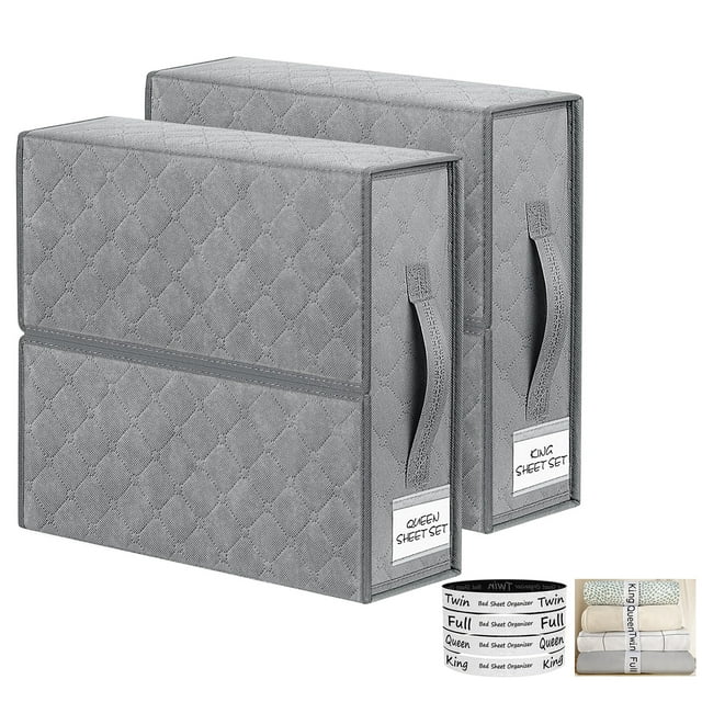 2 Pack Bed Sheet Organizer and 4 Organizer Bands Closet Organizers and