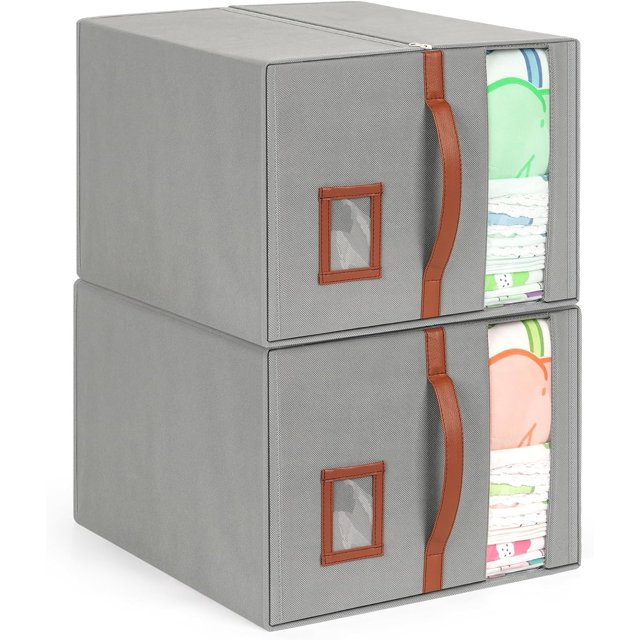 2 Pack Bed Sheet Organizer and Storage 2 in 1 Large Capacity Bin for