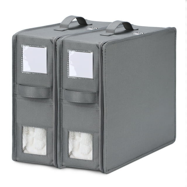 2Pack Bed Sheet Organizer with Zipper, Clear Viewable Window for Queen or King Size Sheets