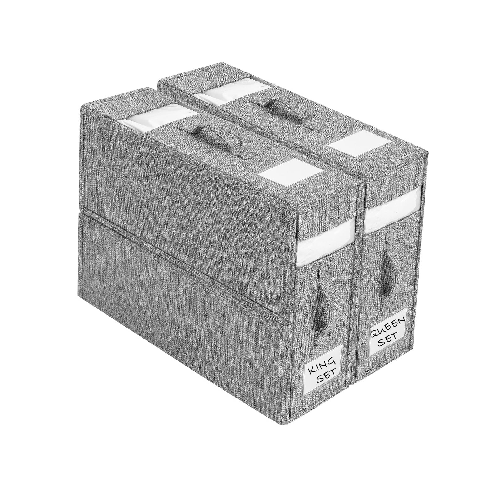 WOORNIGOJIN Foldable Bed Sheet Organizer with Zipper, Gray, 2 Count