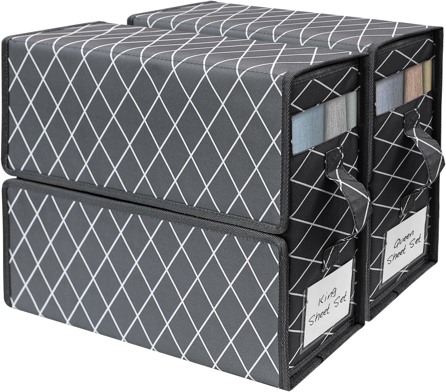 2 Pack Bed Sheet Organizers and Storage, Foldable Sheet Organizer for