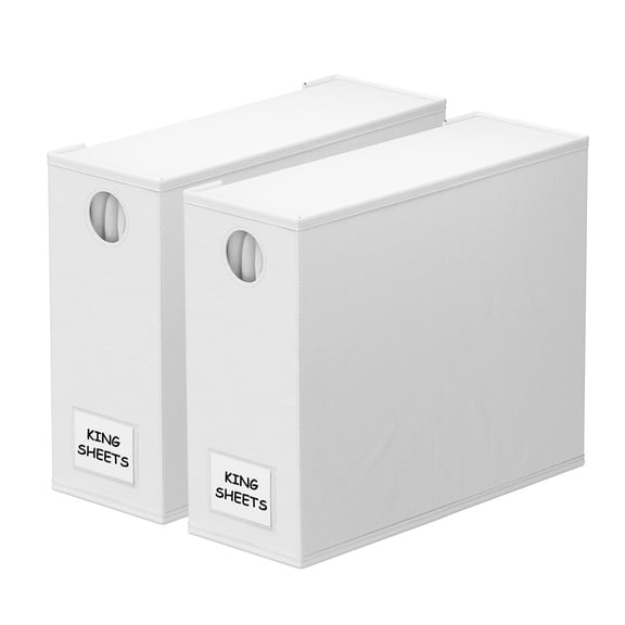 2 Pack Bed Sheet Organizers And Storage Foldable Organizer For Linen Closet Sheets Set Folder Keeper With Window Xl (queen & King Size) Organizing Bedding Container White