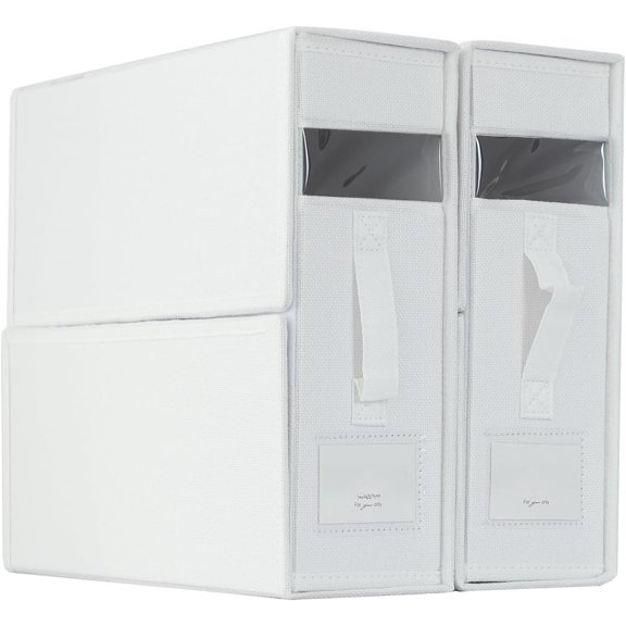 2 Pack Bed Sheet Organizers and Storage, Linen Closet Foldable Storage Containers with Window, Folding Storage and Organization Box for Bedding Sheets,Duvet Covers,Blankets, White