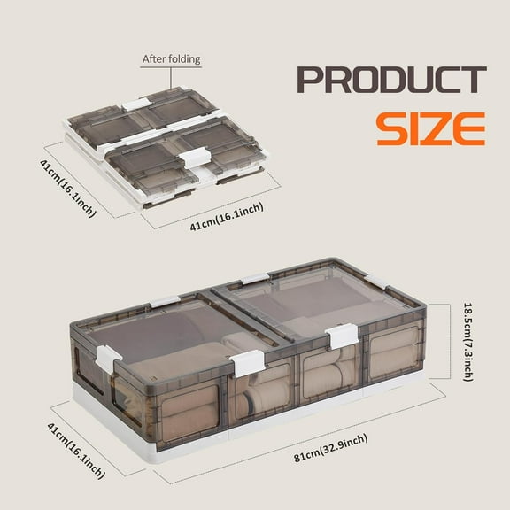2-Pack Under Bed Storage Containers with Wheels - Stackable Foldable Plastic Boxes for Clothes Shoes Blankets