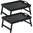 thumbnail image 1 of 2 Pack Bed Tray Table Breakfast Trays Serving Tray Bamboo Bed Laptap with Floding Legs Handles and Phone Holders, 1 of 14