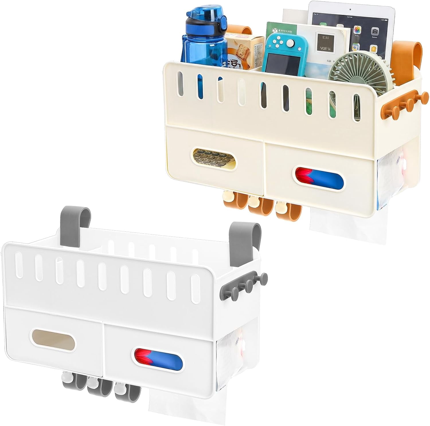 2 Pack Bedside Organizer Hanging Caddy, Bunk Bed Shelf Plastic Storage ...