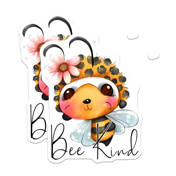 (2 Pack) Bee Kind Stickers - Cute Bee Stickers - Positive Message Stickers- 5" On Longest Side - Sticks to Smooth Flat Surfaces - Made in USA - BMCS16836