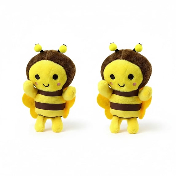2-Pack Bee Plush Keychain Bumblebee Stuffed Animal Backpack Charm Mini Plush Doll Hanging Ornament for Bags Keys Wallets Yellow Bee Decorative Accessory