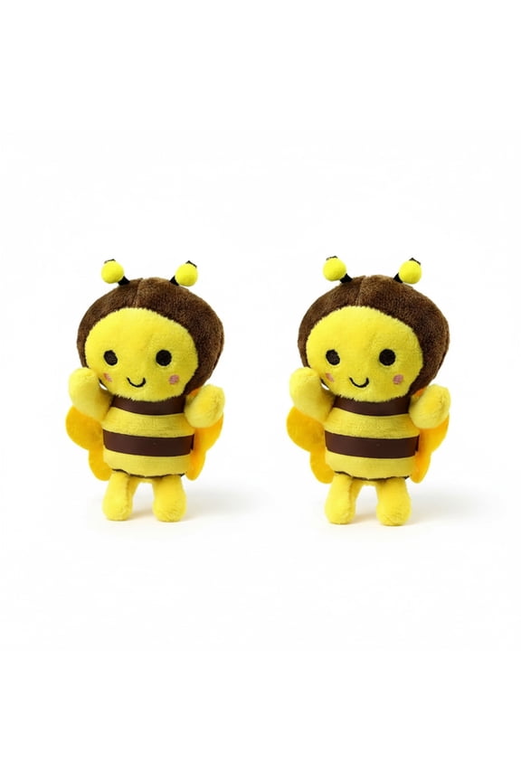 2-Pack Bee Plush Keychain Bumblebee Stuffed Animal Backpack Charm Mini Plush Doll Hanging Ornament for Bags Keys Wallets Yellow Bee Decorative Accessory