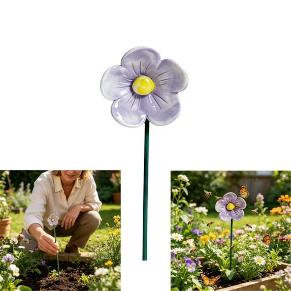 2 Pack Bee Watering Station for Garden – Ceramics Bee Bath Feeder with Flower & Butterfly Design, Colorful Pollinator Drinking Water Bowl, Outdoor Yard Decor Stake for Bees & Butterflies