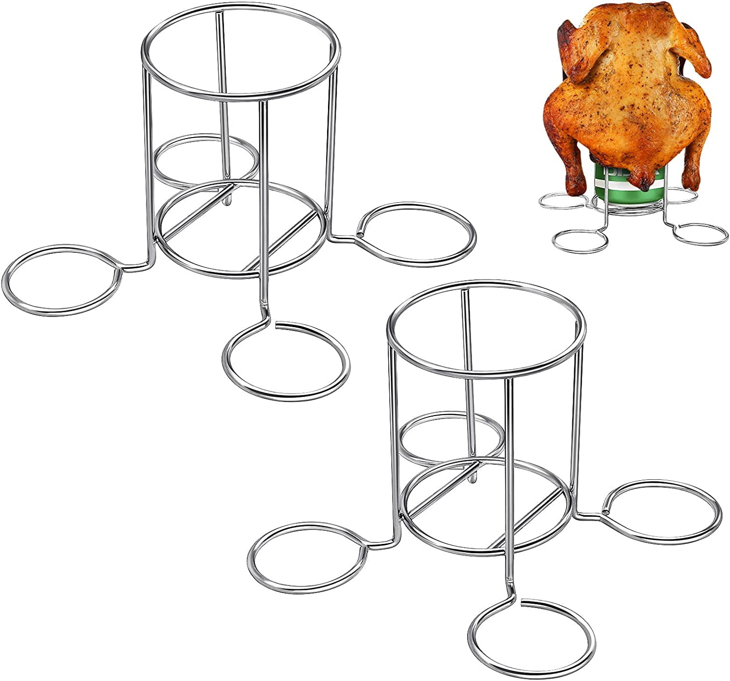 2 Pack Beer Can Chicken Holder HUART Beer Can Chicken Rack, 5.9in