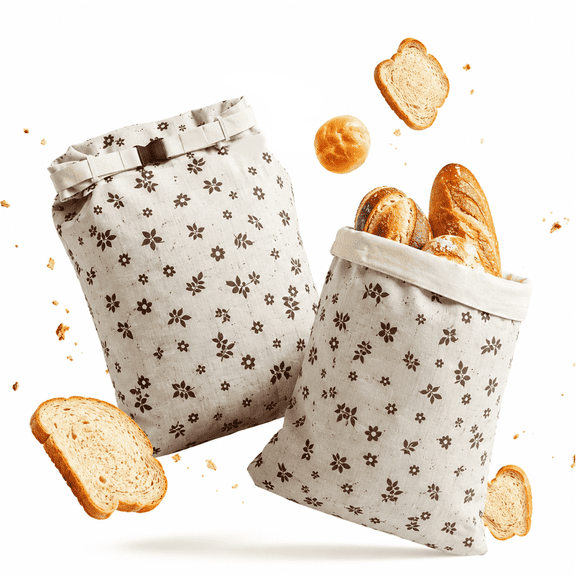 TVYTYAT Beewax Bread Bags, 2 Pack Reusable Bread Storage Bags for Sourdough, Reusable Cotton Linen Bread Bags with Buckle Closure, Large 17 x 13 Inch, Freezer Safe, Keeps Homemade Sourdough Fresh