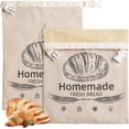 thumbnail image 1 of 2 Pack Beeswax Bread Bags for Sourdough,Reusable Organic Linen Beeswax Bread Bag for Homemade Sourdough 17 x 12.6 Inches Food Storage Cloth Bag – Freezer-Friendly & Freshness Preservation, 1 of 6